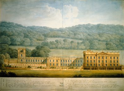 Západní fronta Chatsworth House (akvarel na papíře) od Jeffry Wyatville