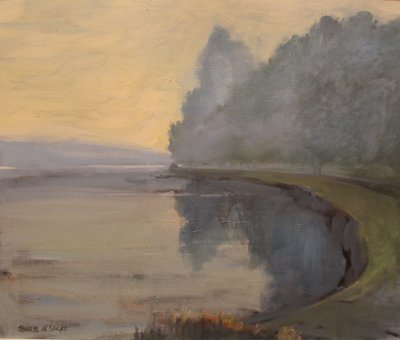 Batson Creek Salcombe , časné ráno , olej na plátně , 2016 od Jennifer Wright