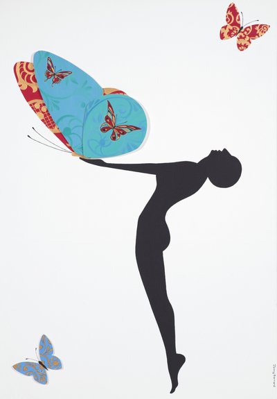 Les Papillons, 2008 (akryl na plátně) od Jenny Barnard