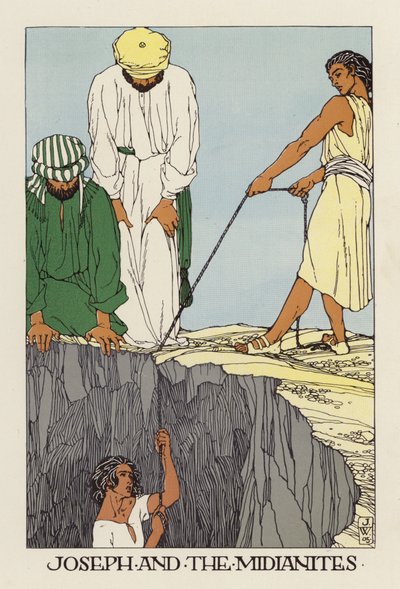 Josef a Midjánci (barevná litografie) od Jenny Wylie
