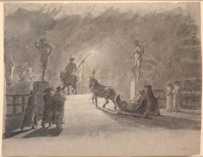 Jízda na saních ve Fakkelskin přes Holmenův most od Jens Juel