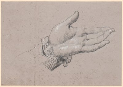 Studie levé ruky, použitá v celovečerním portrétu Frederika Šestého jako korunního prince z roku 1786 v Amalienborgu od Jens Juel