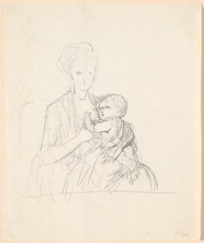 Návrh na portrét hraběnky Sophie Magdalene Raben, rozené von Qualen se svým nejstarším synem, narozen 1784 od Jens Juel