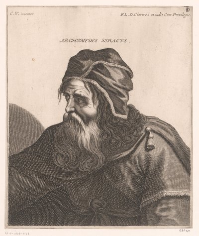 Portrét Archiméda Archimedes Syrakusy. (název na objektu) Busty filozofů a králů (název série) od Jerôme David (attributed to)