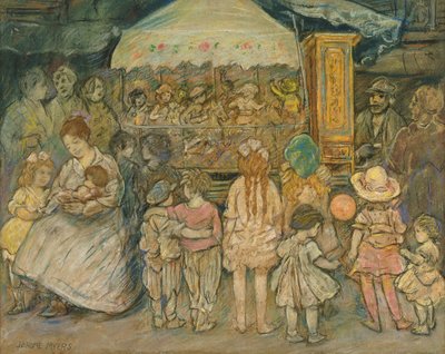 Kolotoč, cca 1924 (pastel na papíře) od Jerome Myers