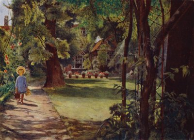 Kelmscott House, The Garden, při pohledu z řeky (barevné lito) od Jessie MacGregor