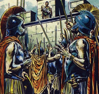 Alexandr Veliký byl synem Filipa II. Makedonského (barevná litografie) od Jesus Blasco