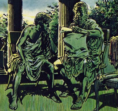 Filip získal Aristotela jako učitele svého syna (barevná litografie) od Jesus Blasco