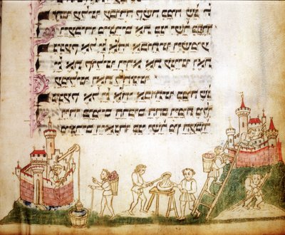 Fragment stránky Machazor: modlitební kniha v hebrejštině od Jewish School