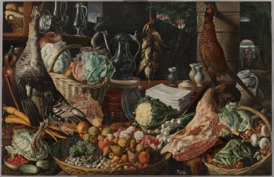 Scéna z kuchyně s Kristem v Emauzích od Joachim Beuckelaer