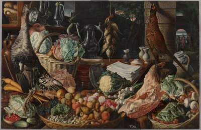 Scéna z kuchyně s Kristem v Emauzích od Joachim Beuckelaer