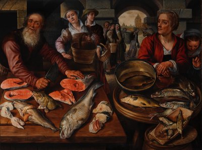 Rybí trh, 1568 (olej na baltském dubu) od Joachim Beuckelaer