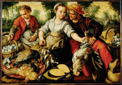 Marketcene (malba na dubovém dřevě) od Joachim Bueckelaer