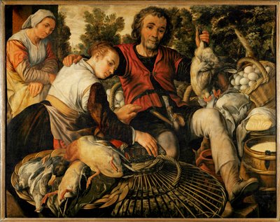 Rolníci na trhu (malba na dubovém dřevě) od Joachim Bueckelaer