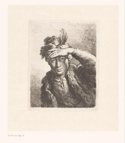 Portrét muže v opeřeném baretu od Joachim Martin Falbe