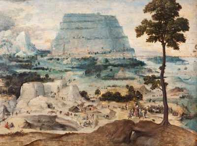Stavba babylonské věže, asi 1550 (olej na desce) od Joachim Patinir