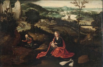 Odpočinek na útěku do Egypta (olej na desce) od Joachim Patinir