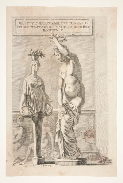 Socha a žena Herm nesoucí vázy a ovoce od Joachim von Sandrart