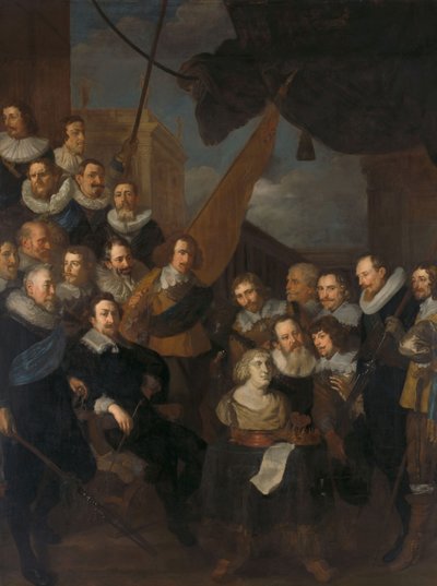Amsterdamská občanská garda okrsku XIX pod vedením kapitána Cornelis Bickera a poručíka Fredericka van Banchema, připravena na přijetí Marie de" Medici v září 1638, 1640 od Joachim von Sandrart