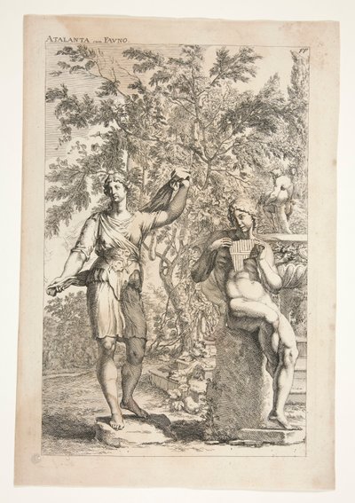 Atalanta a Faun, z Obdivovaných starověkých soch od Joachim von Sandrart