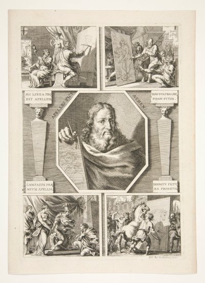 Portrét Apelles a čtyři scény ze života Apelles od Joachim von Sandrart