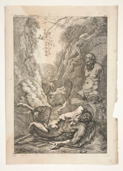 Satyr a Silenos, z Obdivovaných starověkých soch od Joachim von Sandrart