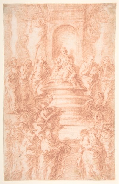 Die Heilige Sippe (Madonna mit Kind und St. Johannes) mit Propheten und Symbolen der vier Evangelisten od Joachim von Sandrart