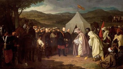 Africká válka - První marocká válka nebo válka Tetouan - mezi Španělskem a Marokem - smlouva Wad-Ras (Smlouva o Wad Ras) 1859 - obraz Joaquina Domingueze Becquera - Ayuntamiento de Sevilla od Joachin Dominguez Becquer