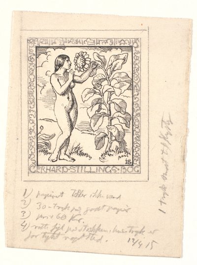 Návrh exlibris pro Gerharda Stillinga od Joakim Frederik Skovgaard