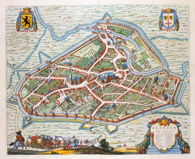 Aalst, 1649 (ručně kolorovaná rytina) od Joan Blaeu