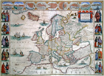 Mapa Evropy od Joan Blaeu