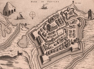 Mapa Nettuna, Lazio, Itálie, mědirytina, cca 248x198 cm od Joan Blaeu