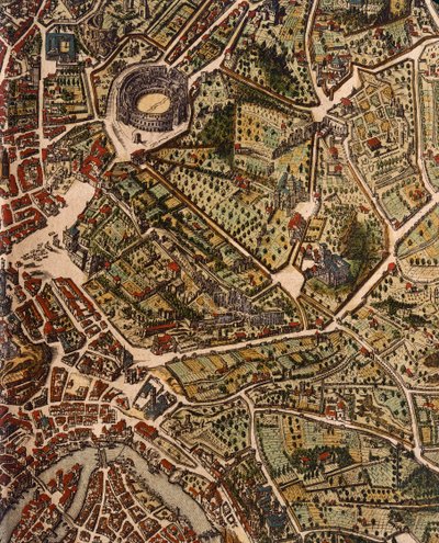 Mapa Říma, od Joan Blaeu (1596-1673), tisk z The Theater of the United States and Admirality of Italy od Joan Blaeu