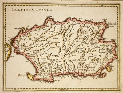 Mapa regionu Sardinie, od Joan Blaeu od Joan Blaeu