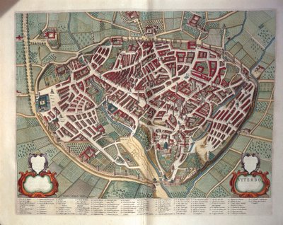 Mapa Viterba z divadla měst a divů Itálie, od Joan Blaeu, rytina od Joan Blaeu