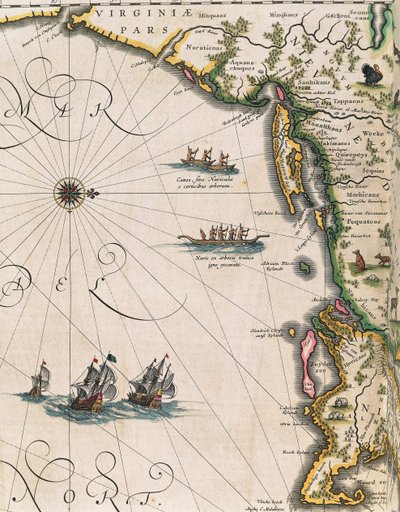 Mapa pobřeží Virginie, z Theatrum Orbis Terrarum od Joan Blaeu od Joan Blaeu