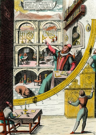 Znázornění Tycha Brahe (1546-1601), dánského astronoma v jeho observatoři Rytina z „Atlas Major Ssive et cosmographia Blavania labore et sumptibus“ od Johannese Blaeua (1598-1673). 17. století. Paříž, dekorativní umění od Joan Blaeu