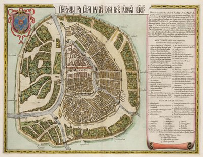 Mapa moskevského Kremlu 16. století od Joan Blaeu