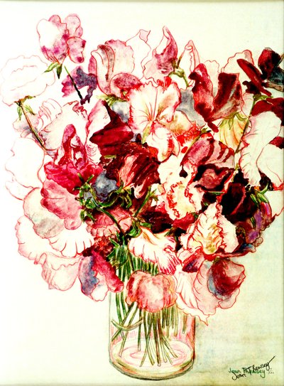 Sweet Peas, 2005, (vodová barva) od Joan Thewsey