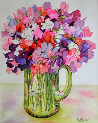Sladký hrášek ve skleněném džbánu, 2011 od Joan Thewsey