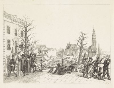 Ruiny v Leidenu po katastrofě se střelným prachem, 1807 od Joannes Bemme