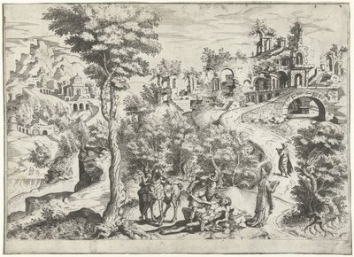 Krajina s milosrdným Samaritánem od Joannes van Doetechum (I) (attributed to)
