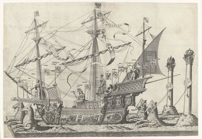 Loď Victoria, č. 5 Pohřební průvod císaře Karla V., 1558 (název série) od Joannes van Doetechum (I)