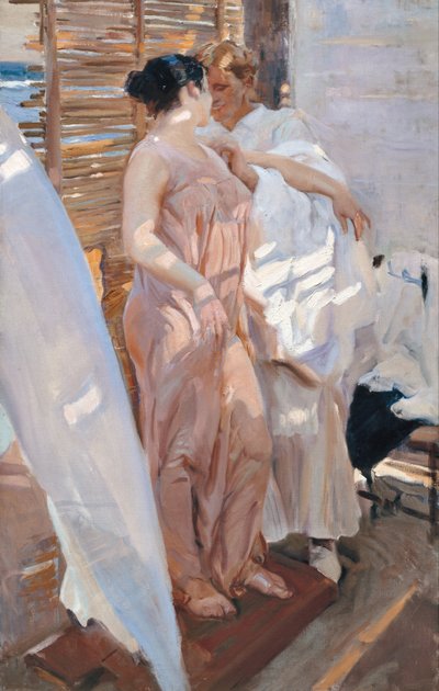Růžový plášť. Po koupeli od Joaquín Sorolla
