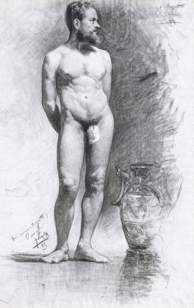 Akademický mužský akt s řeckou urnou, 1883 od Joaquín Sorolla