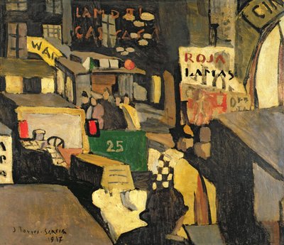 Scéna z barcelonské ulice od Joaquin Torres-Garcia