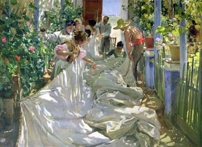 Zašívání plachta, 1896 od Joaquín Sorolla