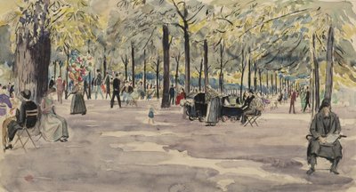 Zahrady Tuileries, Paříž, kolem roku 1925 (inkoust a wc na papíře) od Job Nixon
