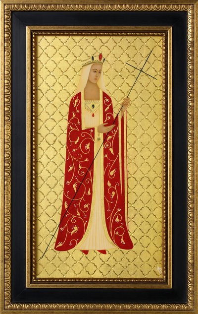 Svatá Helena, 2014 (vaječná tempera a 24karátové zlato na dřevě) od Jodi Simmons