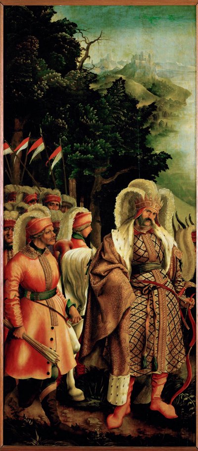 Mučednická smrt svaté Uršuly, levá okenice kostela
Uršulínského oltáře od Joerg the Elder Breu